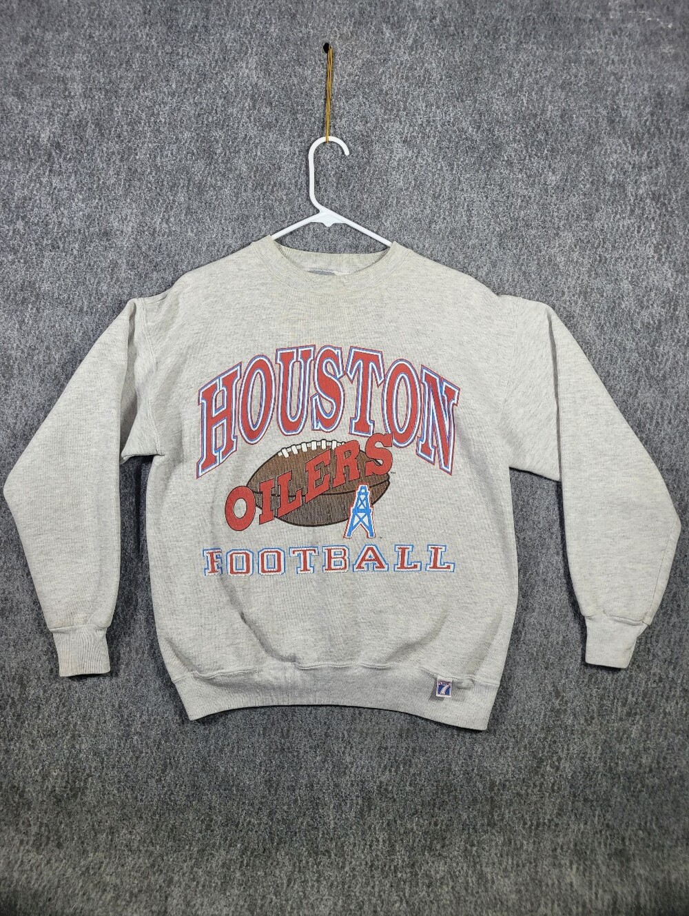 Vintage 90s Houston Oilers Logo 7 Heavyweight Crewneck Sweatshirt Gray Men M
